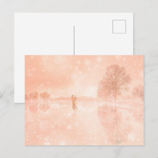 Lovers op een bevroren vijver feestdagenkaart (Voorkant / Achterkant)