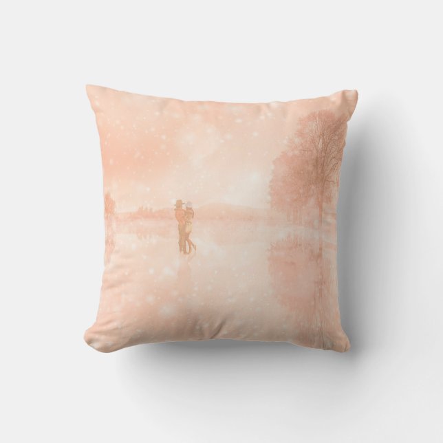 Lovers op een bevroren vijver kussen (Voorkant)