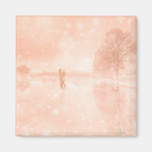 Lovers op een bevroren vijver magneet (Voorkant)