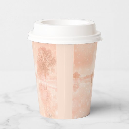 Lovers op een bevroren vijver papieren bekers (Rechts)