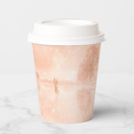 Lovers op een bevroren vijver papieren bekers