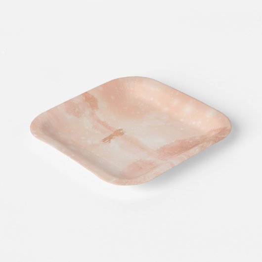 Lovers op een bevroren vijver papieren bordje (Gebogen)