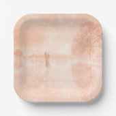 Lovers op een bevroren vijver papieren bordje (Voorkant)