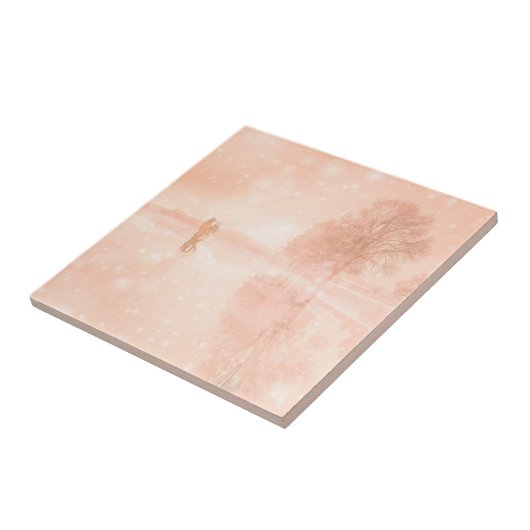 Lovers op een bevroren vijver tegeltje (Zijkant)