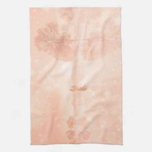 Lovers op een bevroren vijver theedoek (Verticaal)