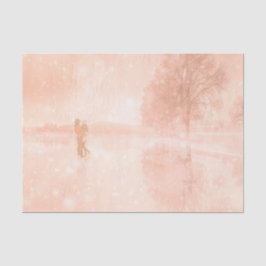 Lovers op een bevroren vijver tissuepapier