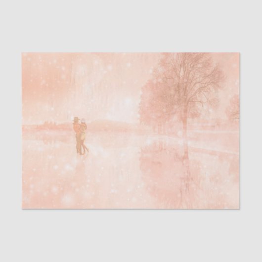 Lovers op een bevroren vijver tissuepapier (Voorkant)