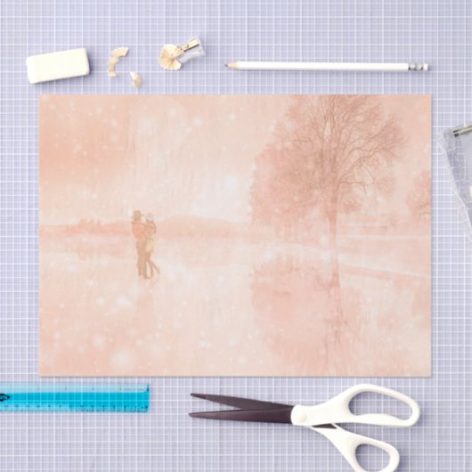 Lovers op een bevroren vijver tissuepapier (Craft)