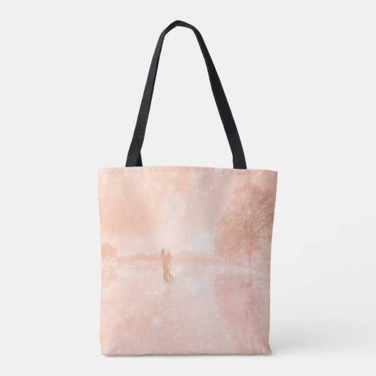 Lovers op een bevroren vijver tote bag (Achterkant)