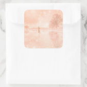 Lovers op een bevroren vijver vierkante sticker (Tas)