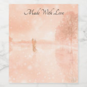 Lovers op een bevroren vijver wijn etiket (Enkel label)