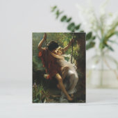 Lovers op een Swing. Lente, sparen de Datum Aankondigingskaart (Staand voorkant)