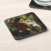 Lovers op een Swing. Lente van Pierre Auguste Cot Bier Onderzetter (Linkerzijde)