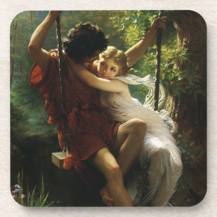 Lovers op een Swing. Lente van Pierre Auguste Cot Bier Onderzetter