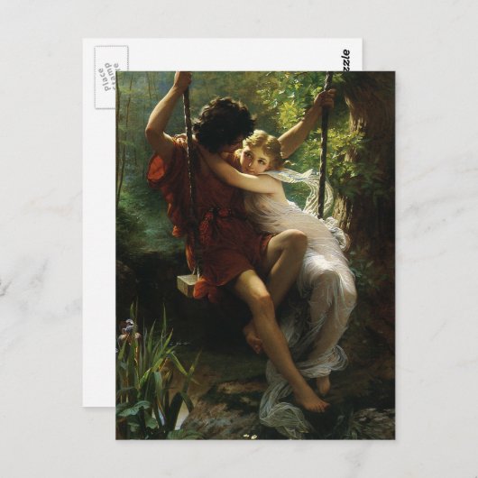 Lovers op een Swing. Lente van Pierre Auguste Cot Briefkaart (Voorkant / Achterkant)