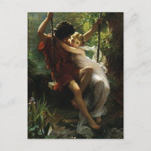 Lovers op een Swing. Lente van Pierre Auguste Cot Briefkaart