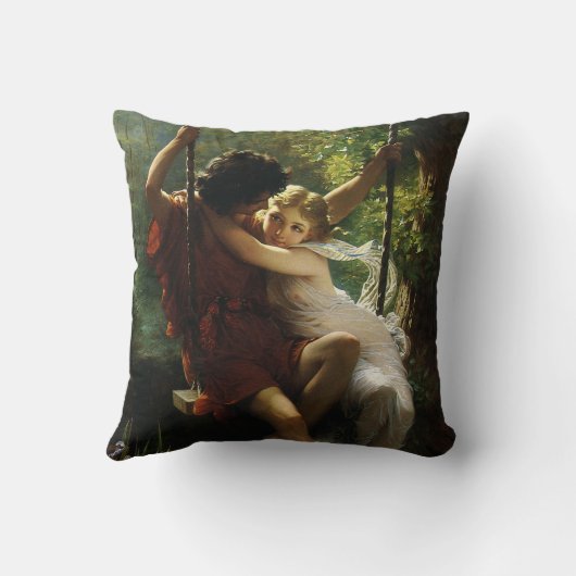Lovers op een Swing. Lente van Pierre Auguste Cot Kussen (Achterkant)