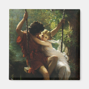 Lovers op een Swing. Lente van Pierre Auguste Cot Magneet