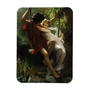 Lovers op een Swing. Lente van Pierre Auguste Cot Magneet
