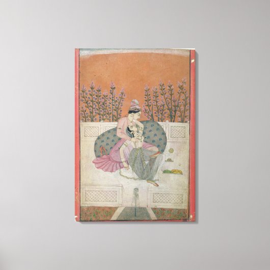 Lovers op een Terrace, Pahari Canvas Afdruk (Voorkant)