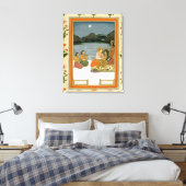 Lovers op een terras door een moonlit meer van de canvas afdruk (Insitu (Slaapkamer))