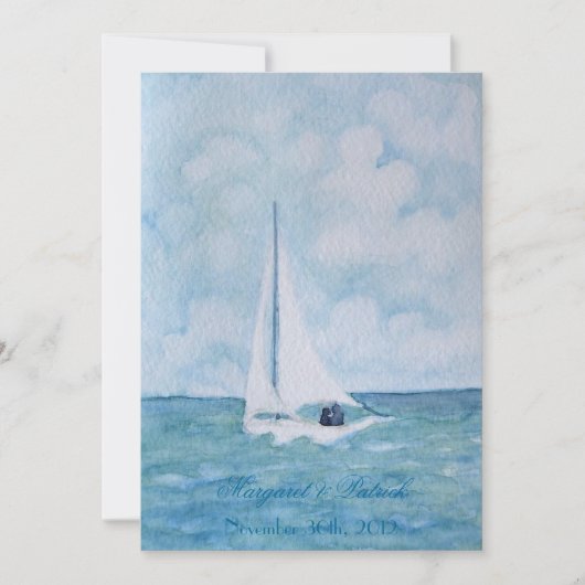 Lovers op een zeilboot - Bewaar de datum Save The Date (Voorkant)