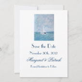 Lovers op een zeilboot - Bewaar de datum Save The Date (Achterkant)