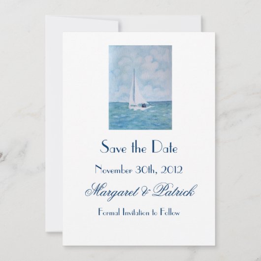 Lovers op een zeilboot - Bewaar de datum Save The Date (Achterkant)