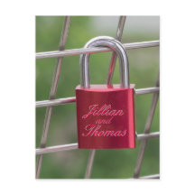 Lovers Padlock Specialized Red Calligraphic Text