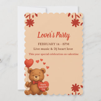 Lover's Party - Valentine’s Day party Invitation Kaart