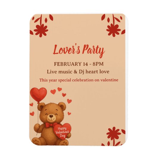 Lover's Party - Valentine’s Day party Invitation Magneet (Verticaal)