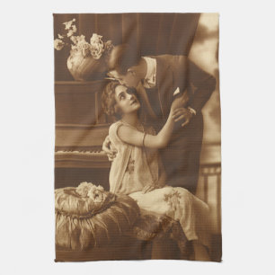 Lovers, Romance van liefde Romantische muziek Theedoek