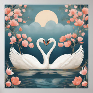 Lover's Swans Poster