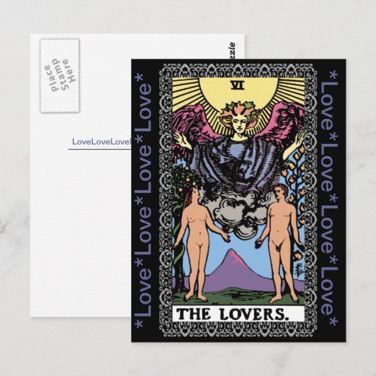 "Lovers" Tarot Card Briefkaart (Voorkant / Achterkant)