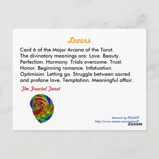 Lovers Tarot Card Briefkaart (Achterkant)