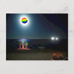 Lovers under the Gay Pride Moon Briefkaart