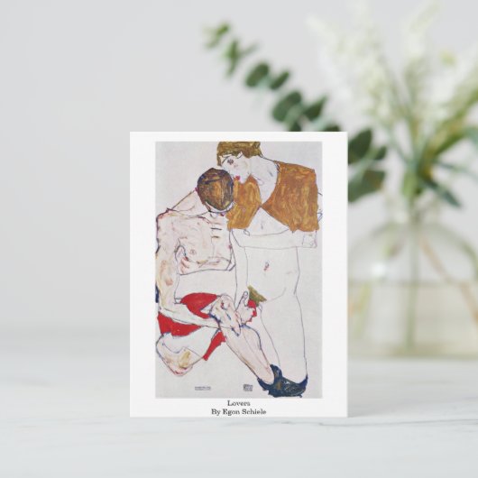 Lovers van Egon Schiele Briefkaart (Staand voorkant)