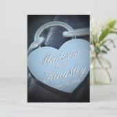Lovers Wedding Silver Padlock Fab Fun Invitation Kaart (Staand voorkant)