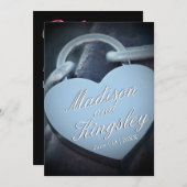 Lovers Wedding Silver Padlock Fab Fun Invitation Kaart (Voorkant / Achterkant)