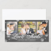 Loves and Thanks krijtbord sneeuwvlok 3-foto Bedankkaart (Voorkant / Achterkant)