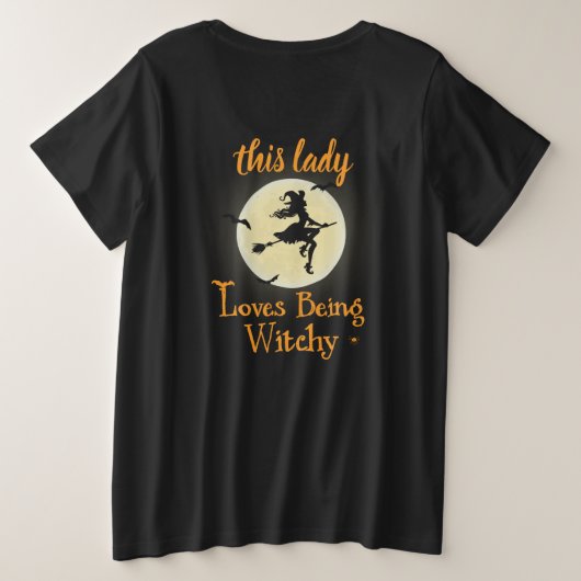 Loves die Witchy zijn Grote Maat T-shirt (Design achterkant)