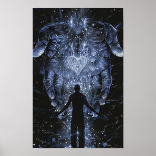 Love's Embrace - Giant Hands Holding Heart Poster (Voorkant)