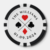 Love's Gamble Custom Bruiloft Zwart & Rood Poker Chips (Voorkant)
