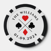 Love's Gamble Custom Bruiloft Zwart & Rood Poker Chips (Achterkant)