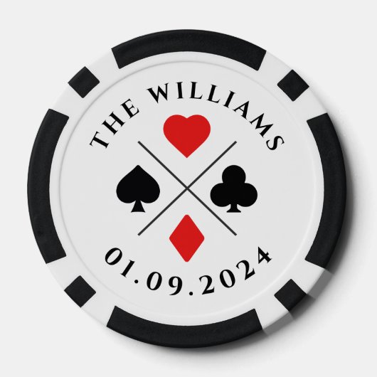Love's Gamble Custom Bruiloft Zwart & Rood Poker Chips (Achterkant)