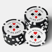 Love's Gamble Custom Bruiloft Zwart & Rood Poker Chips (Opstapeling)