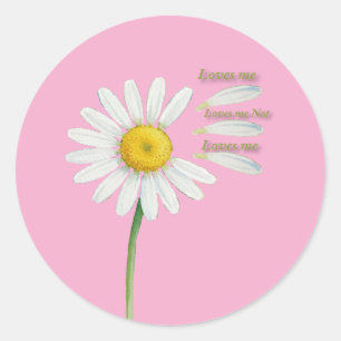 Loves Me, Loves Me Not Madeliefje – Romantische Wa Ronde Sticker