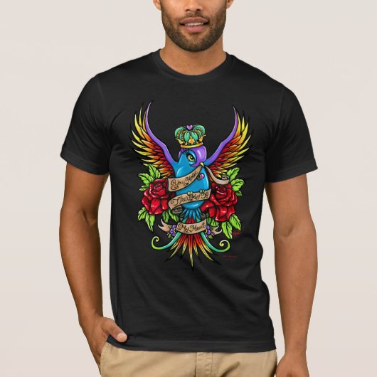 Loves Reign Rainbow Swallow Tattoo Art Shirt (Voorkant)
