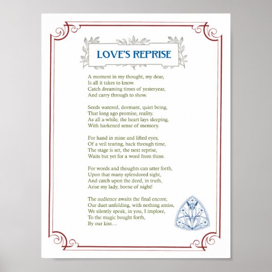Love's Reprise - een romantisch, muzikant gedicht  Poster (Voorkant)