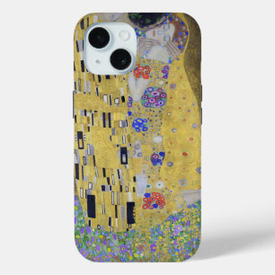 Love's Tapestry: Een kus in goud van Klimt iPhone 15 Case